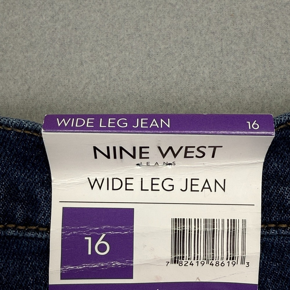 Nine West Womens Wide Leg Jeans Size 16 High Rise Baggy Stretch Studded NWT - Picture 13 of 16